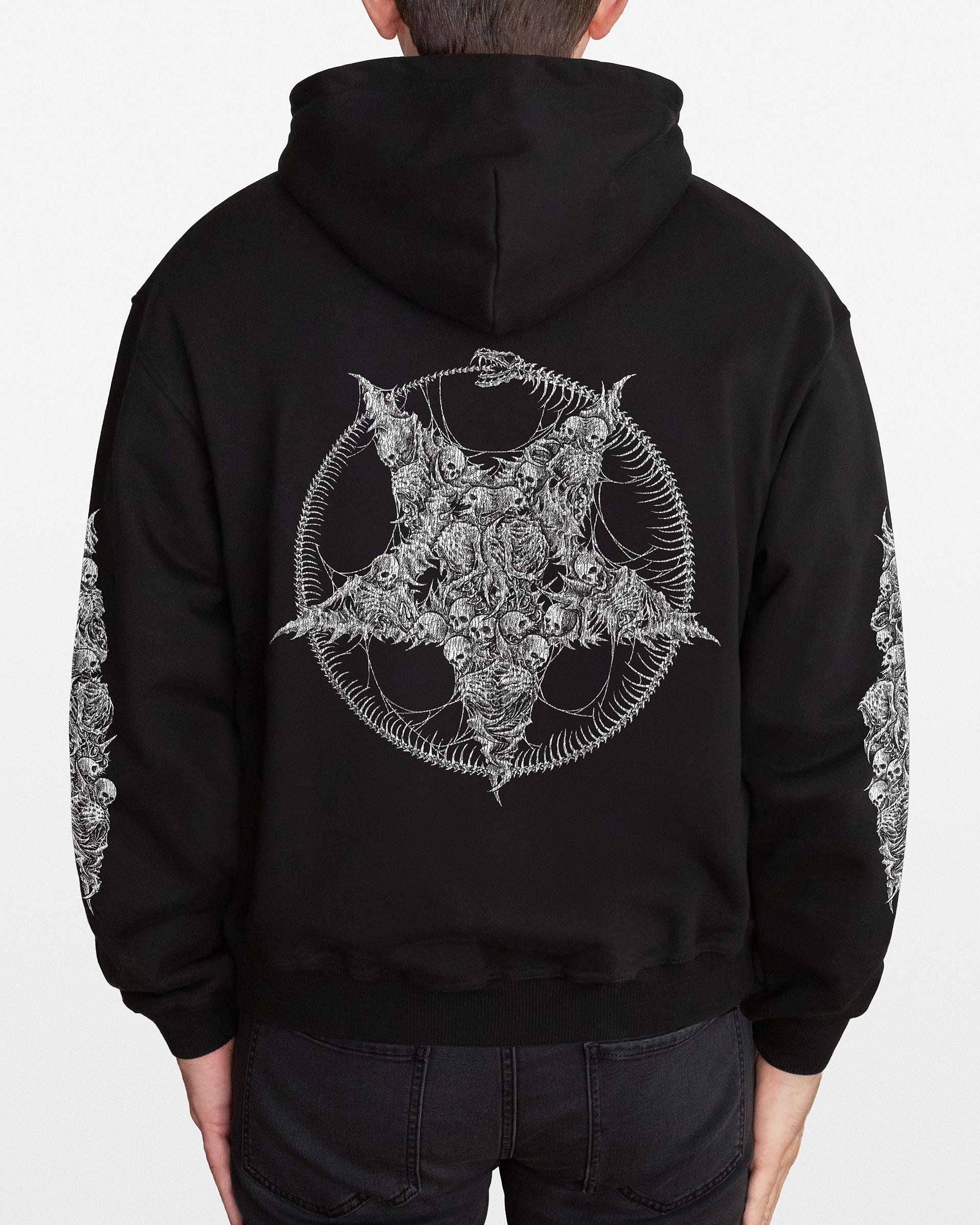 Pentagtam Skulls – Black Graphic Heavyweight Zip Hoodie – BLCKWEAR